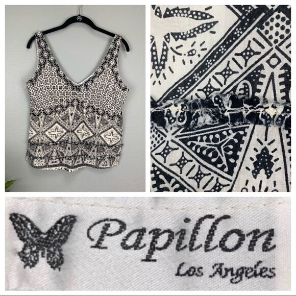 Papillon Tank with Raw Hem Detailing - Picture 1 of 6